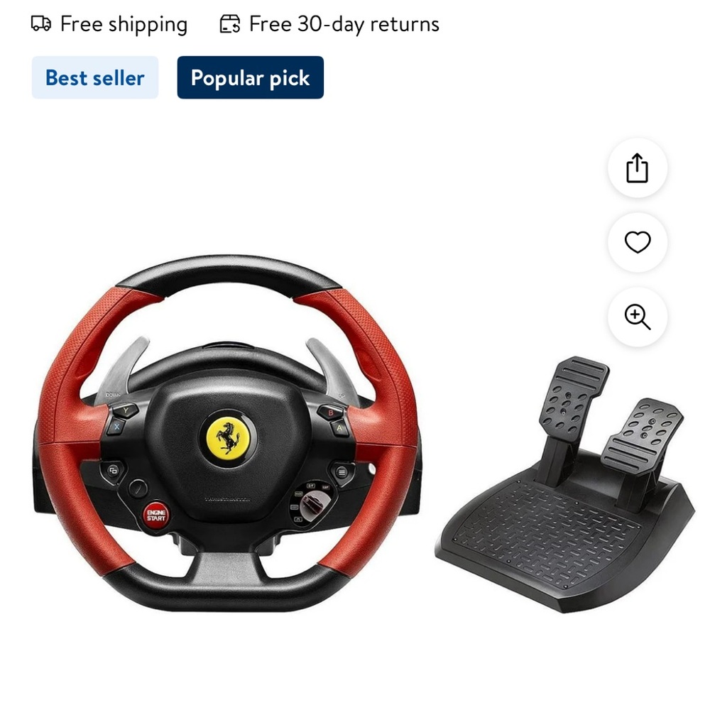 Ferrari Racing Wheel with Red and Black Design - Picture 2 of 2
